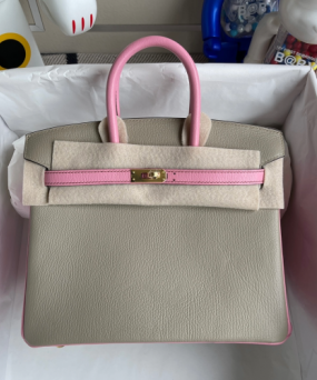 에르메스 버킨백25 에토프 핑크 금장 염소가죽